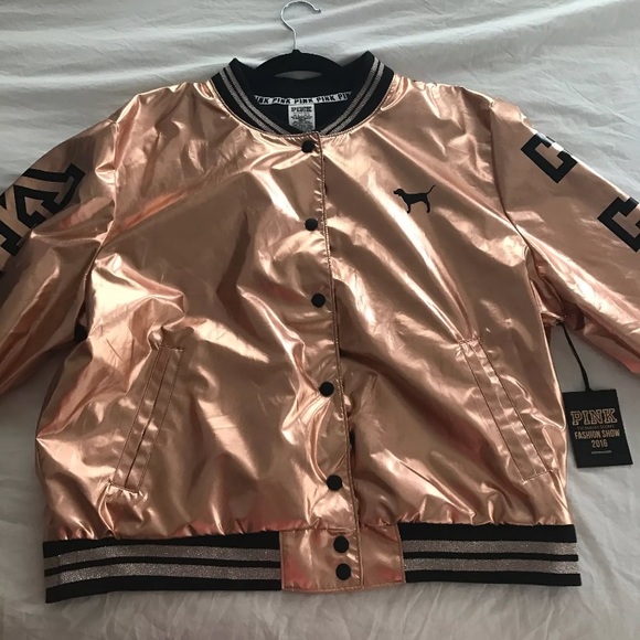 Victoria Secret Pink metallic bomber #rosegold - Picture 1 of 4