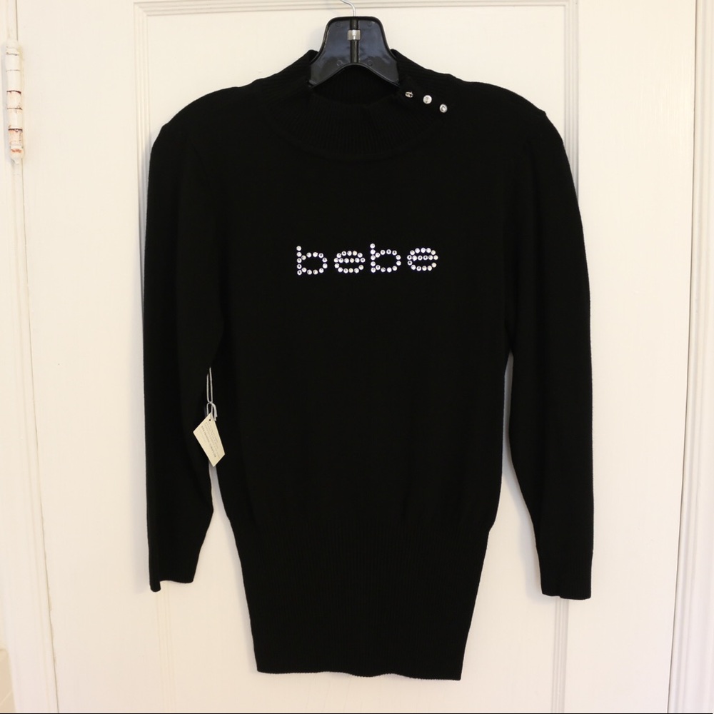 Bebe Swarovski Crystal Bedazzled long sleeve