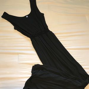 Long black dress with see through waist band