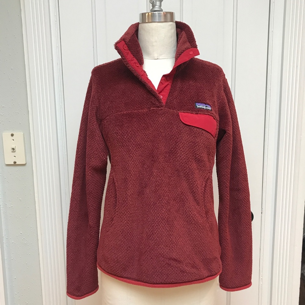 Red Patagonia Fleece Pullover - size S