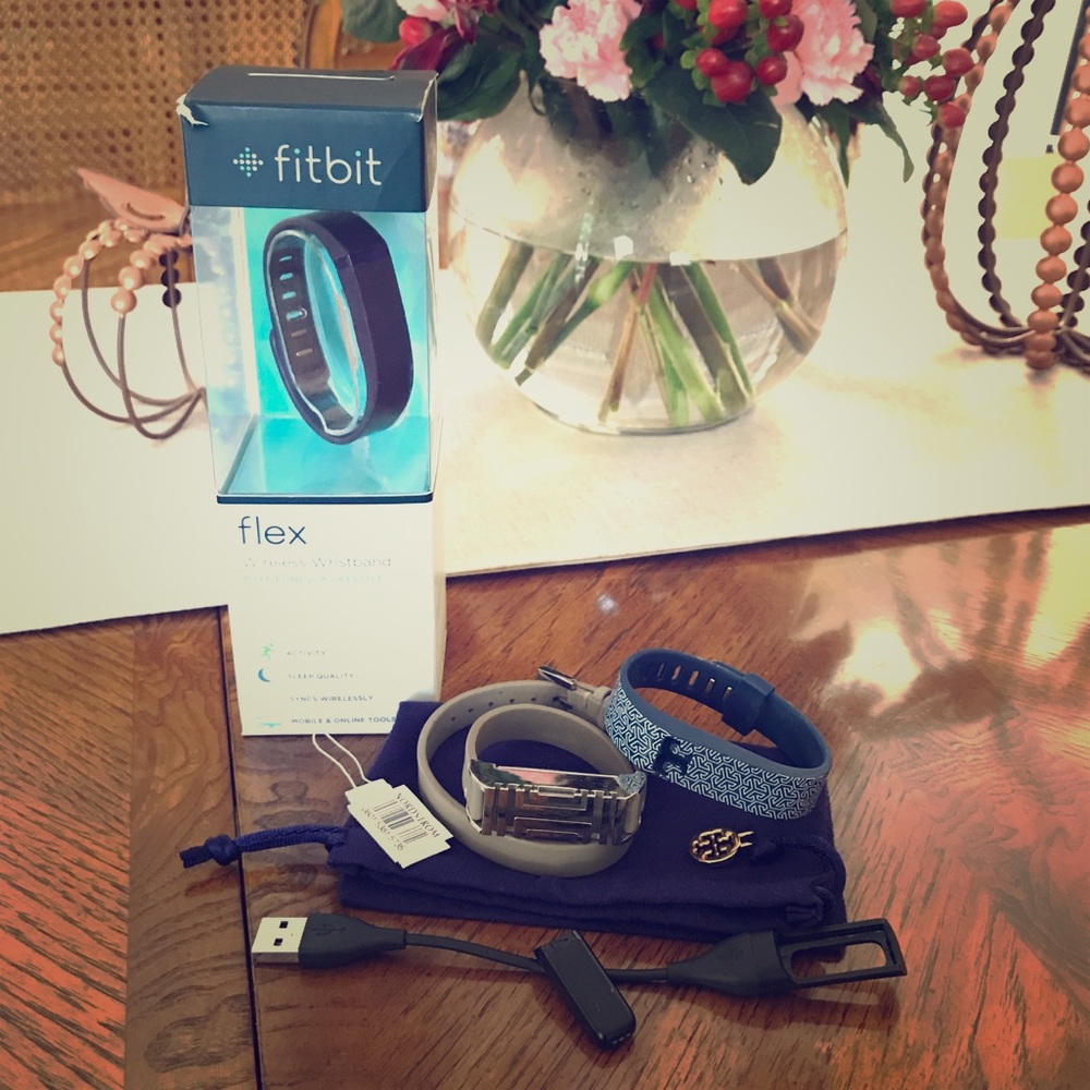 Fitbit flex with Two Tory Burch Bands