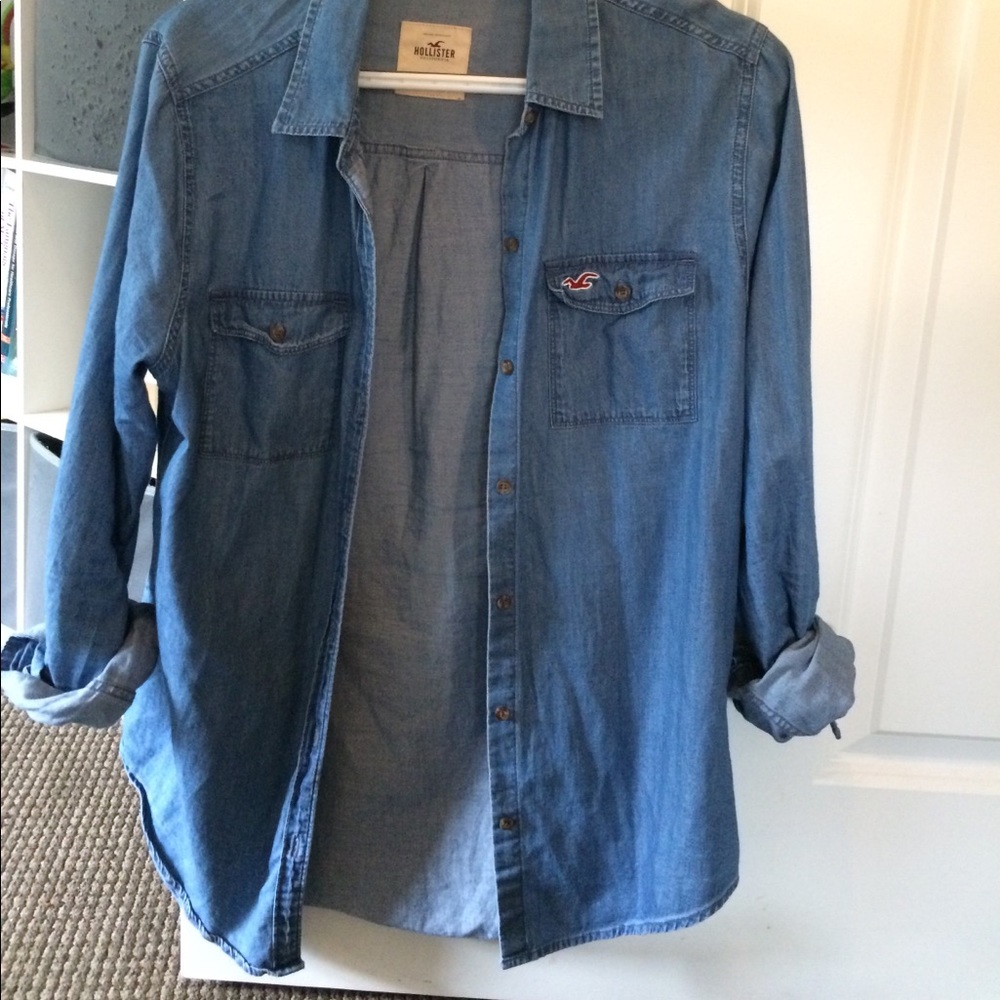 Hollister button down jean shirt