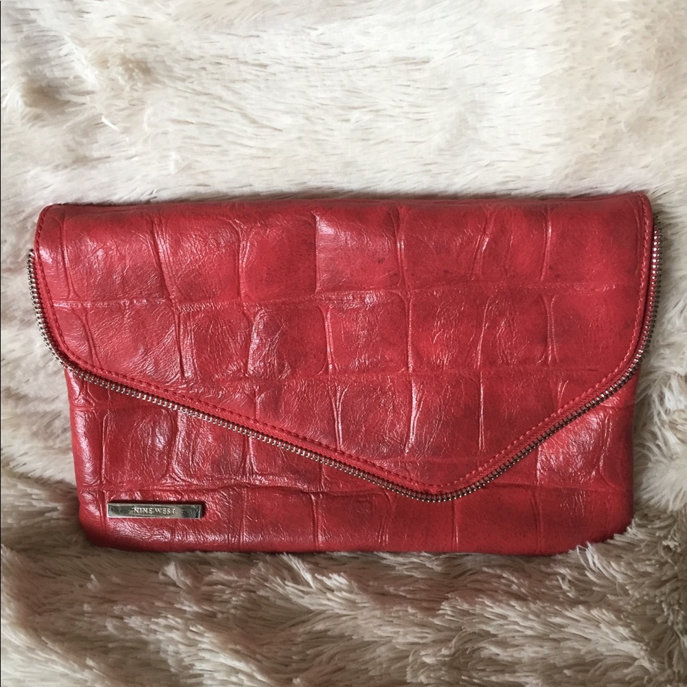 *SOLD* Nine West red convertible envelope clutch