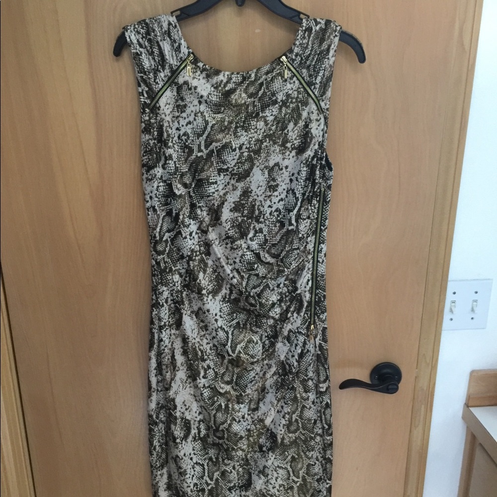 Gold zippered snake skin patterned dress