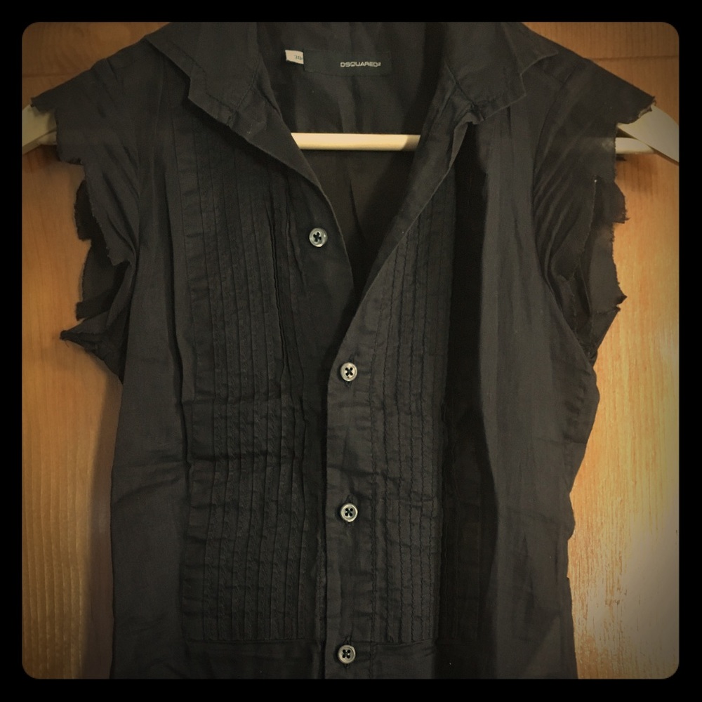 Dsquared linen bib black shirt