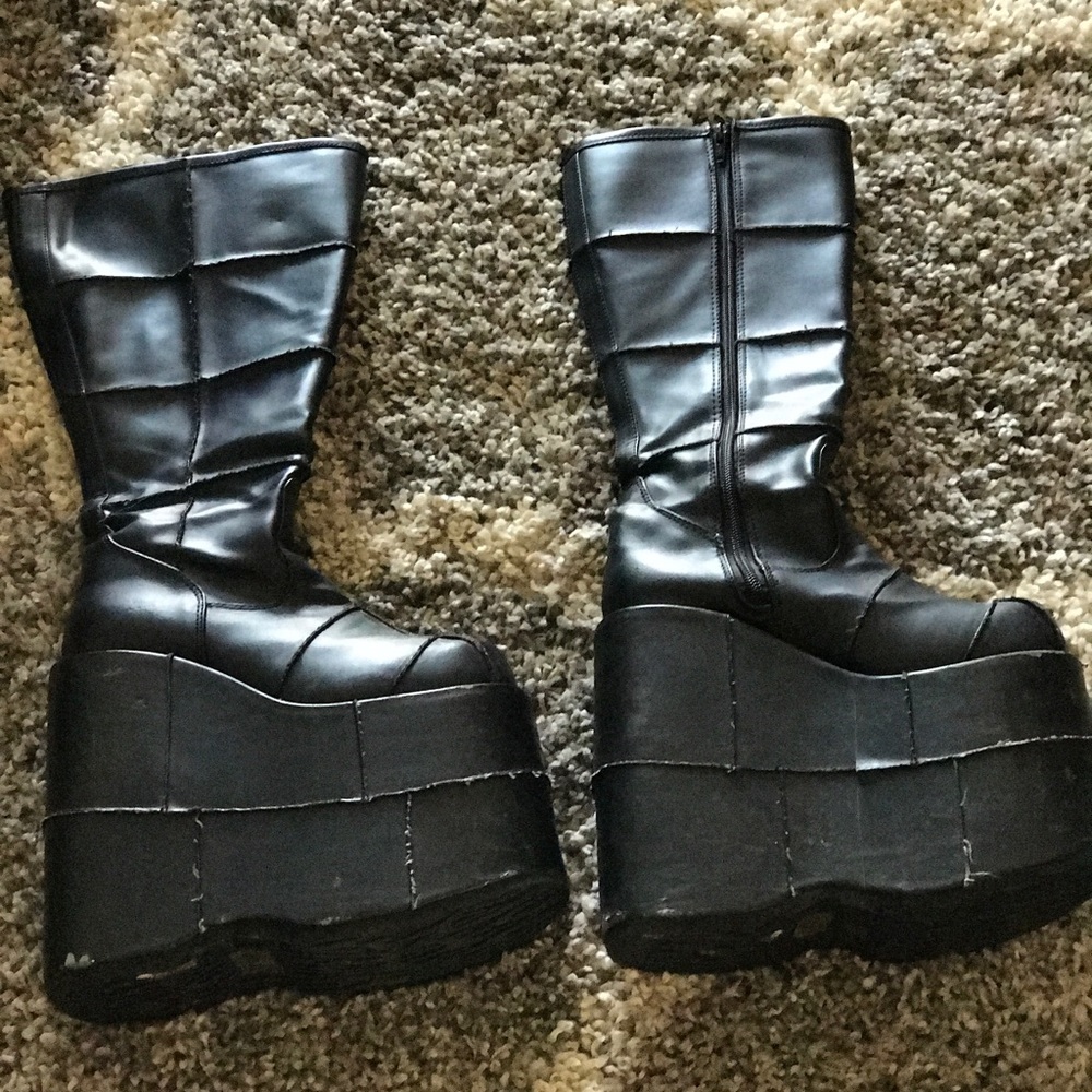Demonia black knee high boots