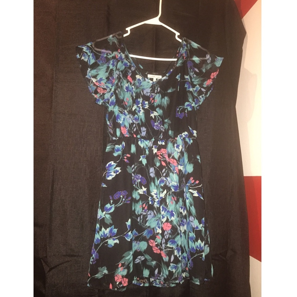 Charlotte Russe blue/blk floral dress