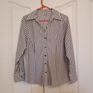 Black and White Striped Button Down blouse