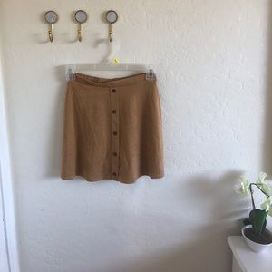 Suede button up skirt