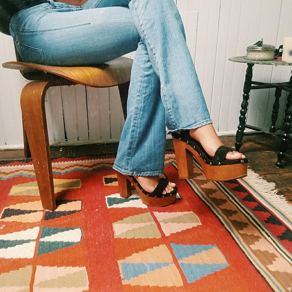 Stud platform heel sandals