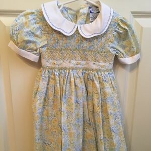 Blue and yellow floral smock dress