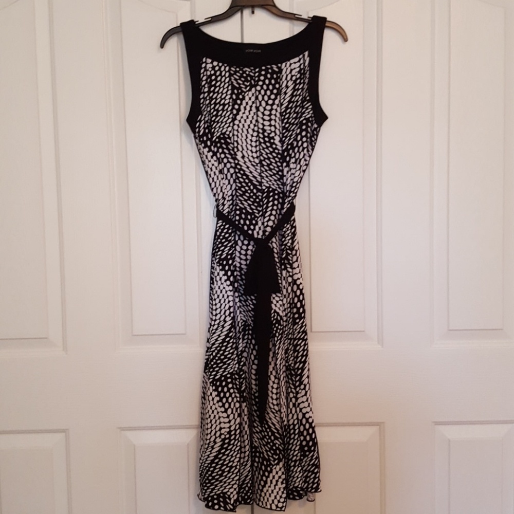 Black and White Geometric Fit and Flare Dress