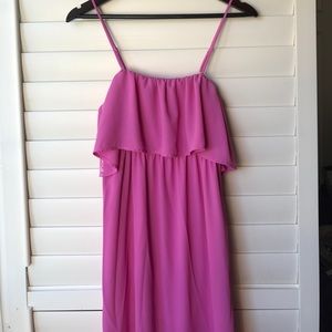 Zella Couture Pink Ruffle Maxi Dress