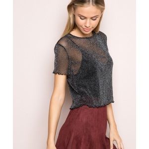 Brandy Melville black porter glitter top