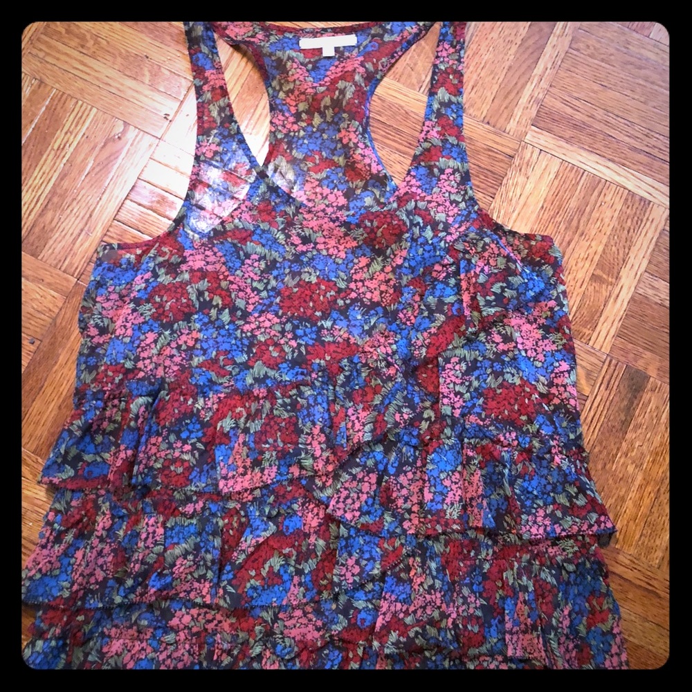 Madewell floral print tank with ruffle detail