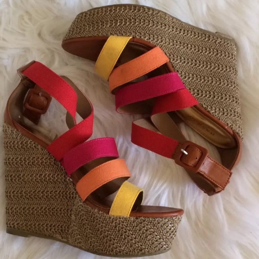 Bamboo multi strap wedge high heels 8.5 - Picture 4 of 8