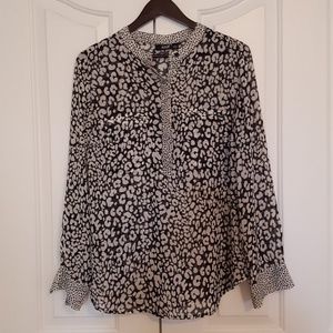 Animal Print Black and White Sheer Blouse