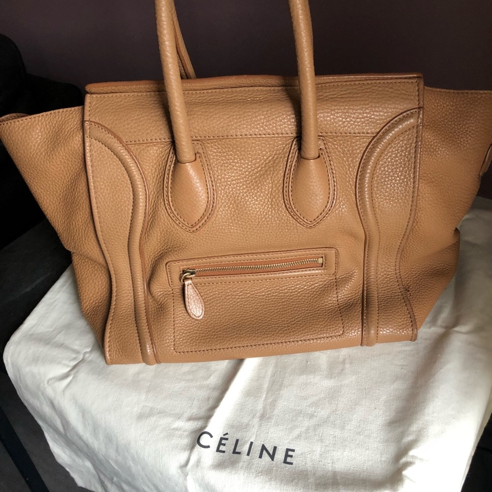 100% Authentic Celine Beige Mini Luggage Tote Bag