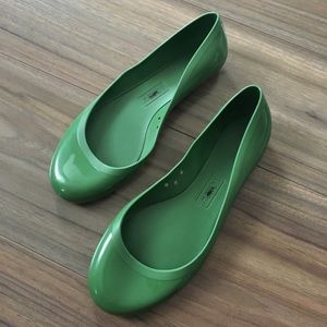 Rubber Green J Crew Ballet Flats.