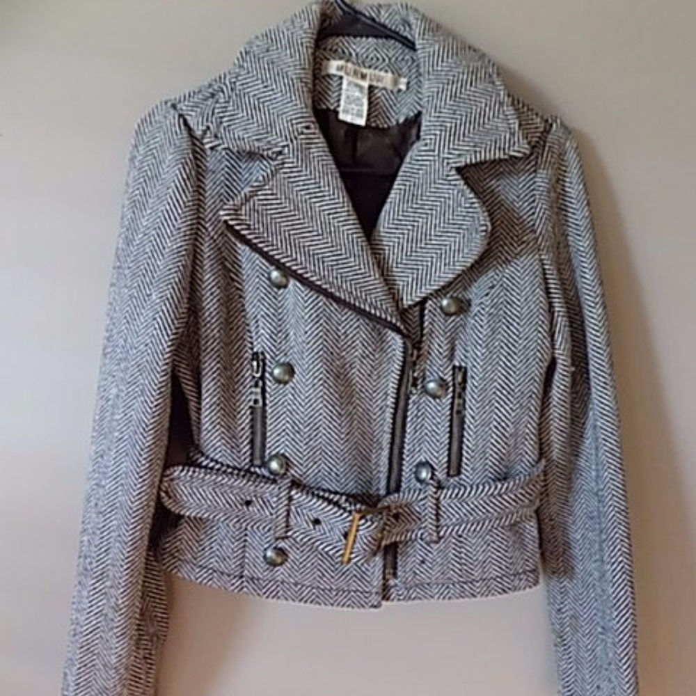 Brown Zipper Front Jacket with Belt