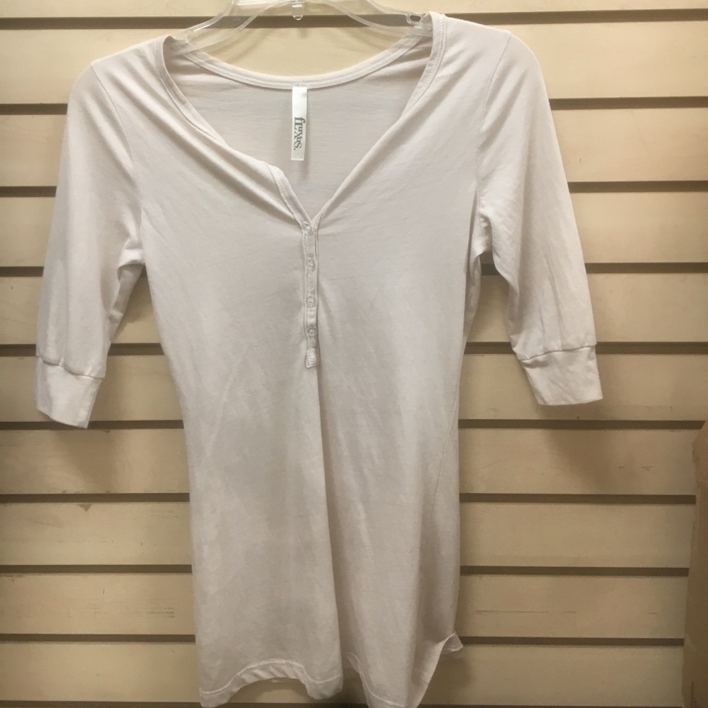 Fluxus new top tunic Sz m cream long t Shirt