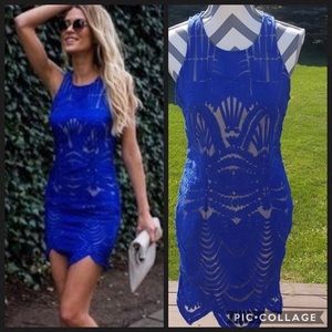 Tea n Cup NEW blue lace scalloped dress small