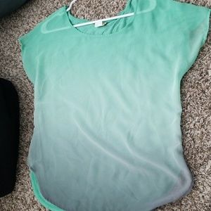 Mint green to grey ombre blouse