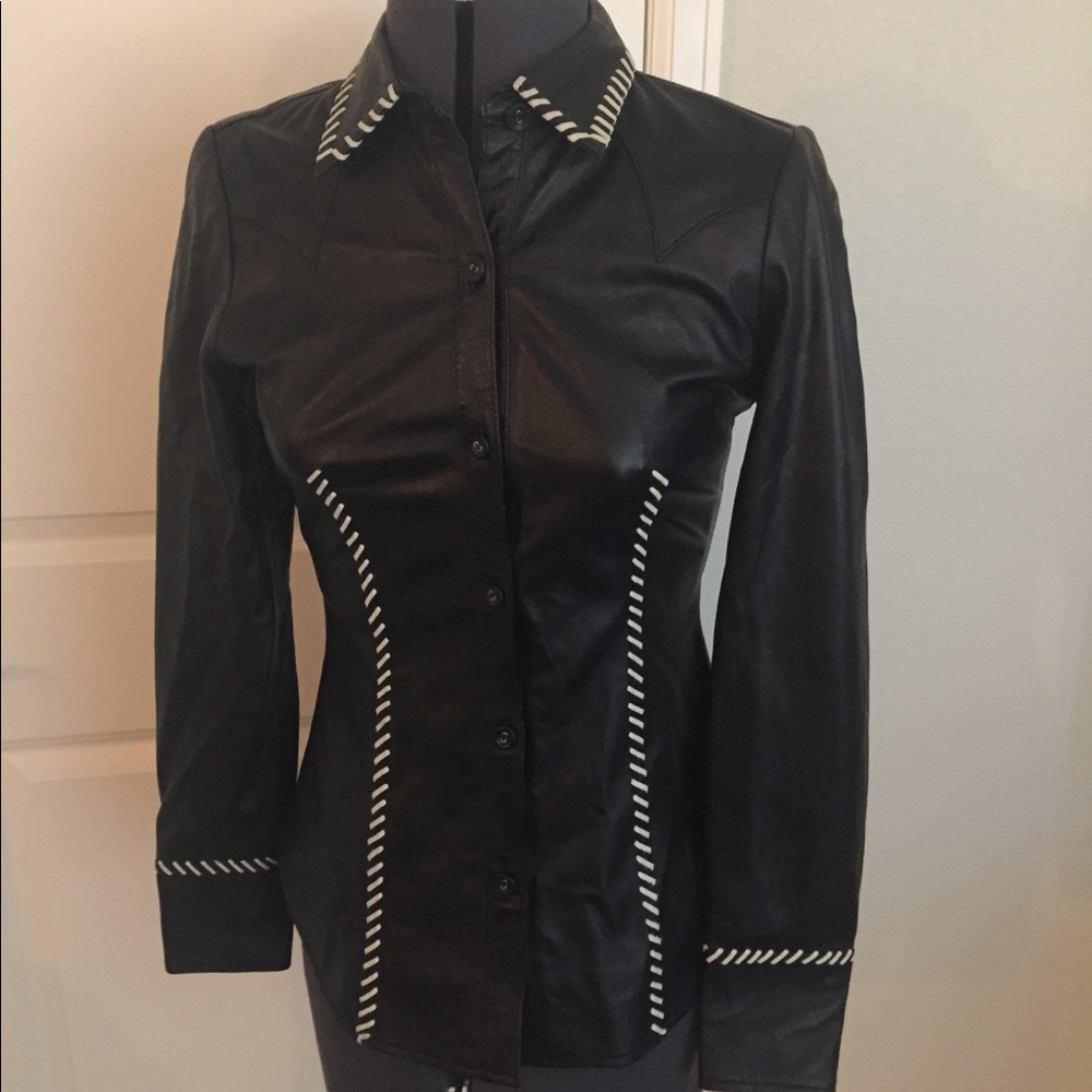 Leather shirt by Stetson size xs.