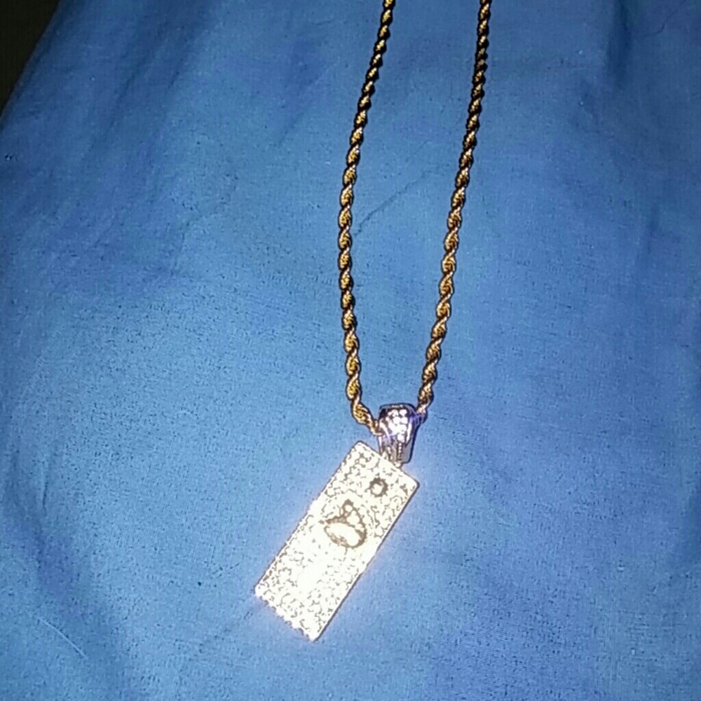 Gold 100 dollar bill necklace