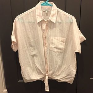 Madewell Short Sleeve Pink Tie Front Shirt XS