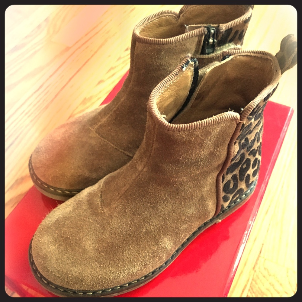 Pom D'Api leopard Suede toddler booties