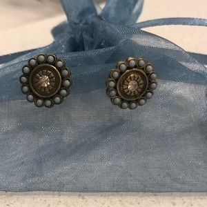Anthropologie floral gem post earrings