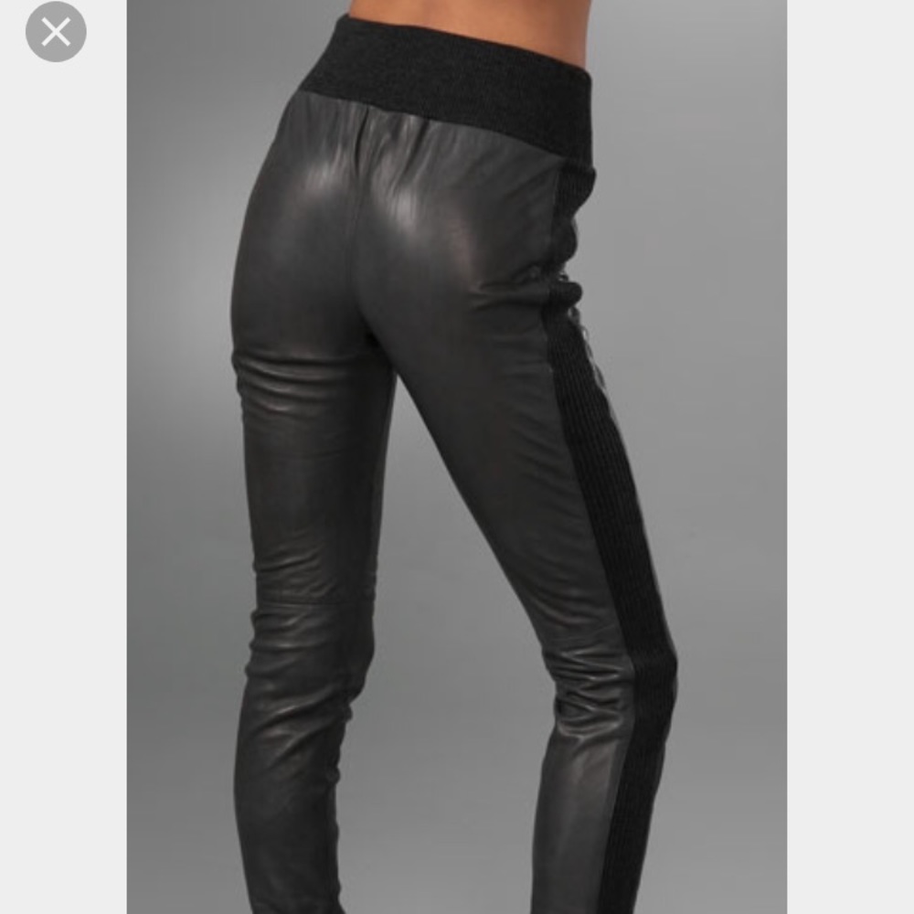 DVF charcoal leather leggings