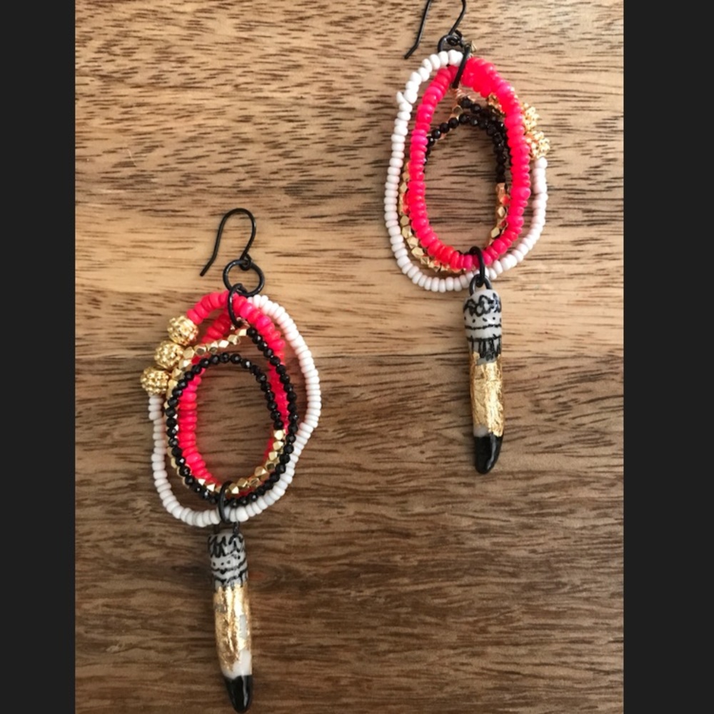 African Sunset Earrings - neon pink opals