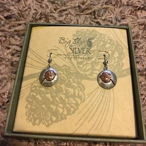 Big Sky Silver earrings with leaf-new in box