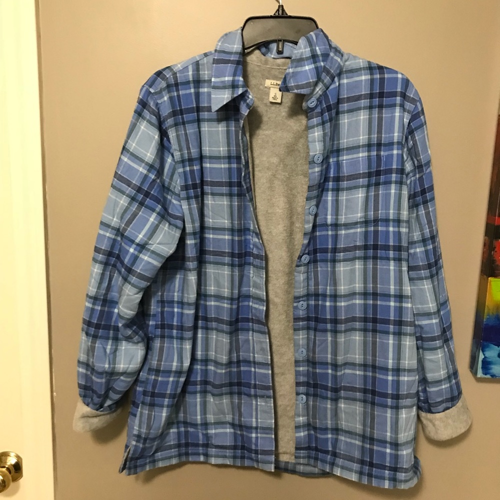 LL Bean fleece lined plaid shirt
