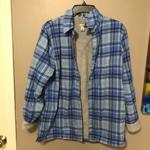 LL Bean fleece lined plaid shirt