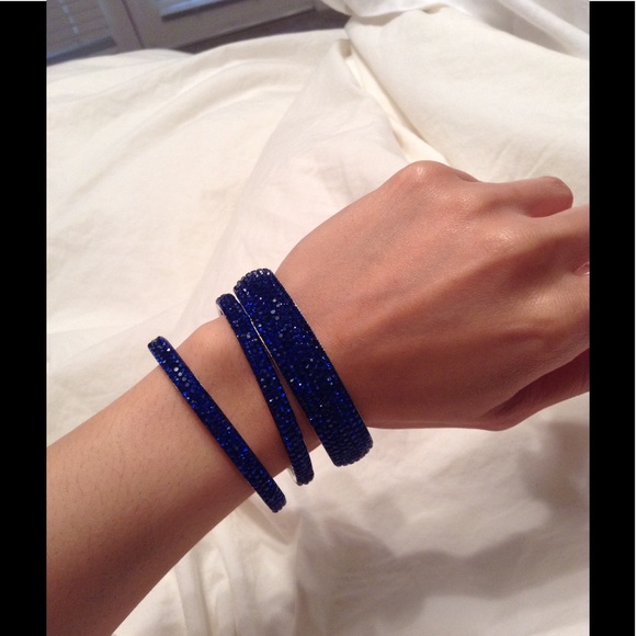 Cobalt Blue Rhinestone Bangles - Picture 2 of 2