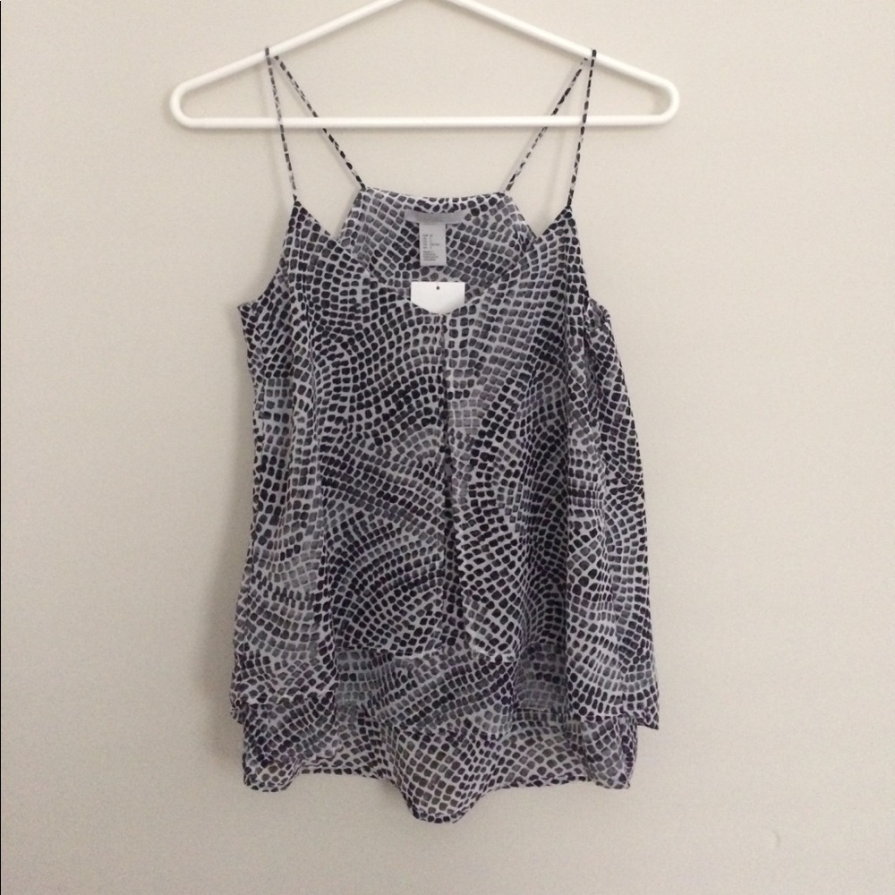 H&M Black & White Patterned Drapey Top