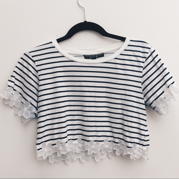 Topshop Tops - Top shop Striped/Floral Crop Top