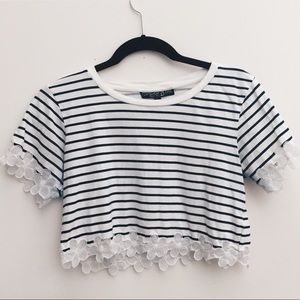 Top shop Striped/Floral Crop Top