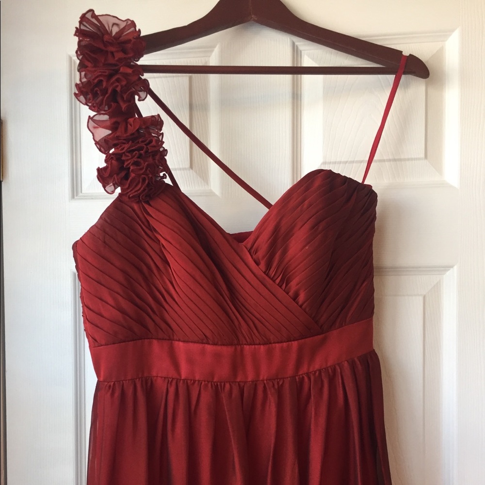 Burgundy Rosette Formal Dress