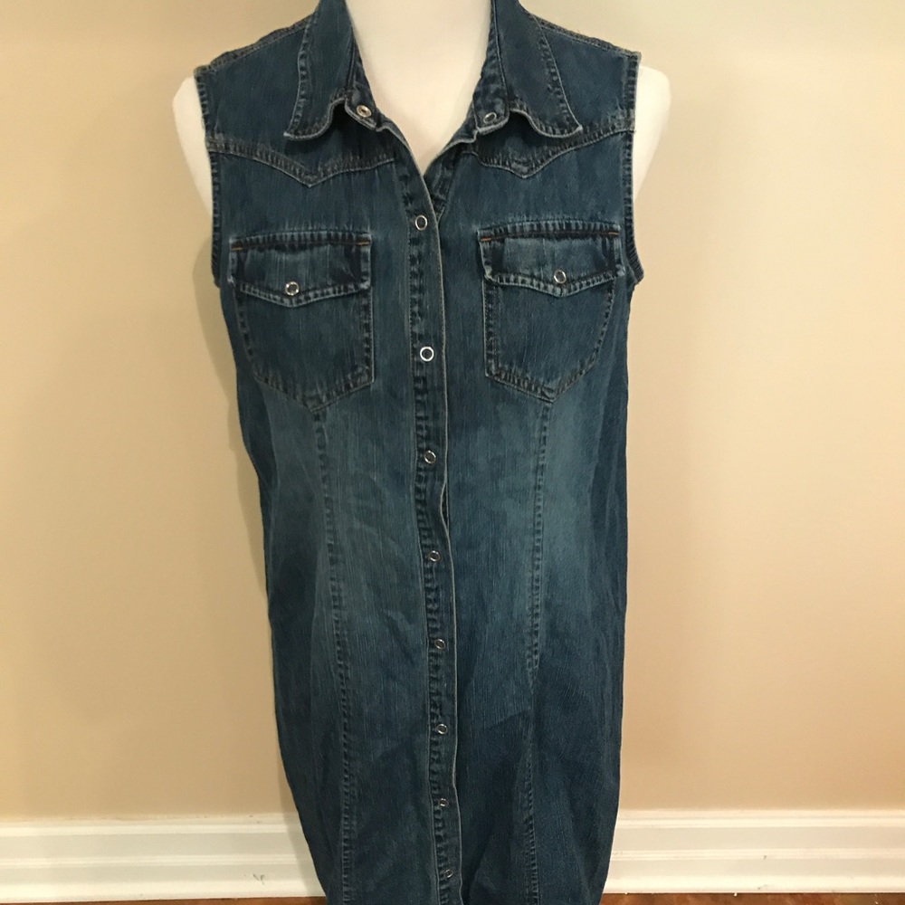 Maternity blue denim knee length dress medium