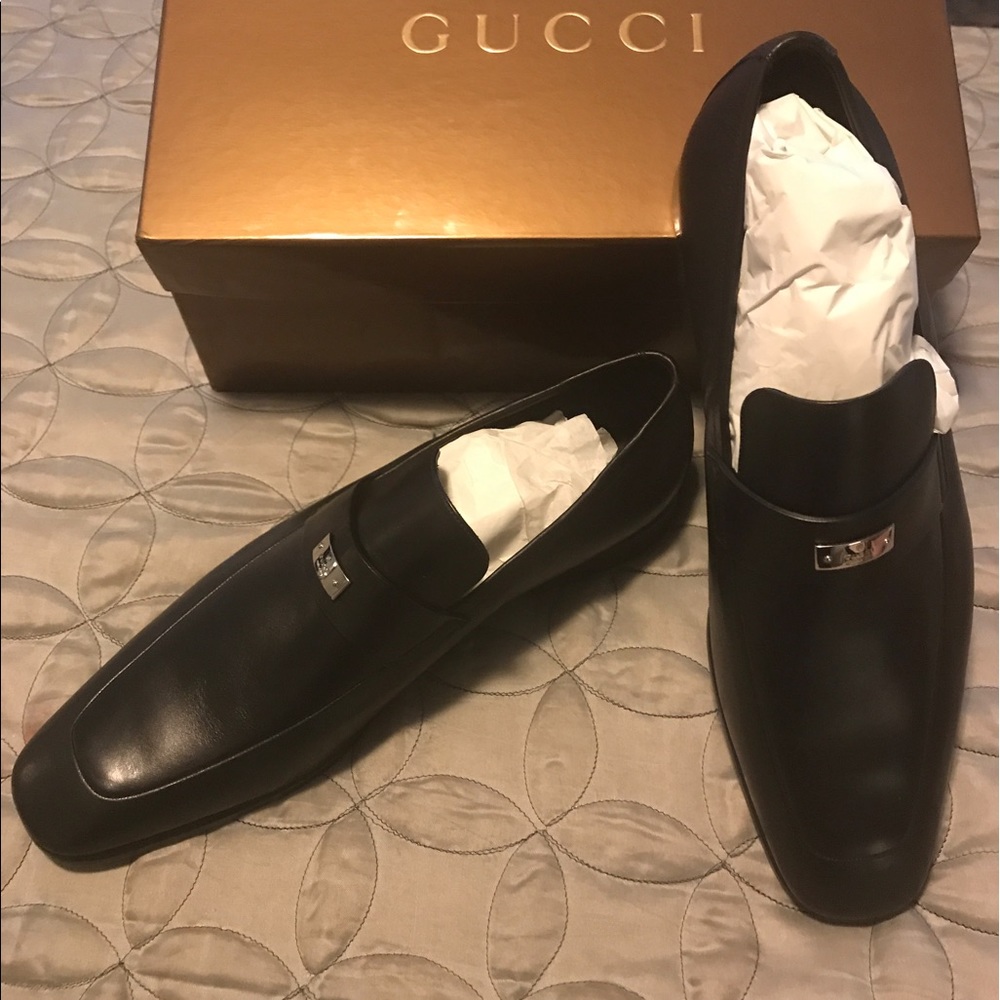 Gucci Men's Black Leather Loafers size 12.5--NEW!