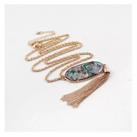 Abalone Shell Tassel Necklace - Picture 3 of 4