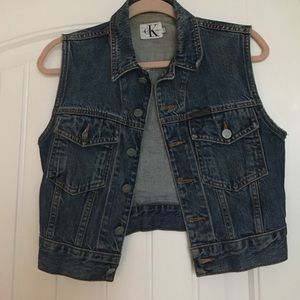 Vintage jean crop vest