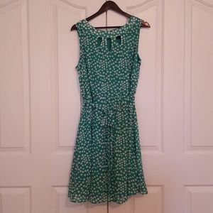 Green and White Polka Dot Fit and Flare Dress