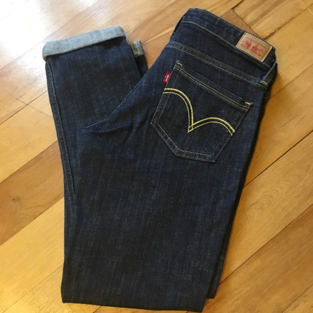Genuine Levi 524 too super low denim jeans dark