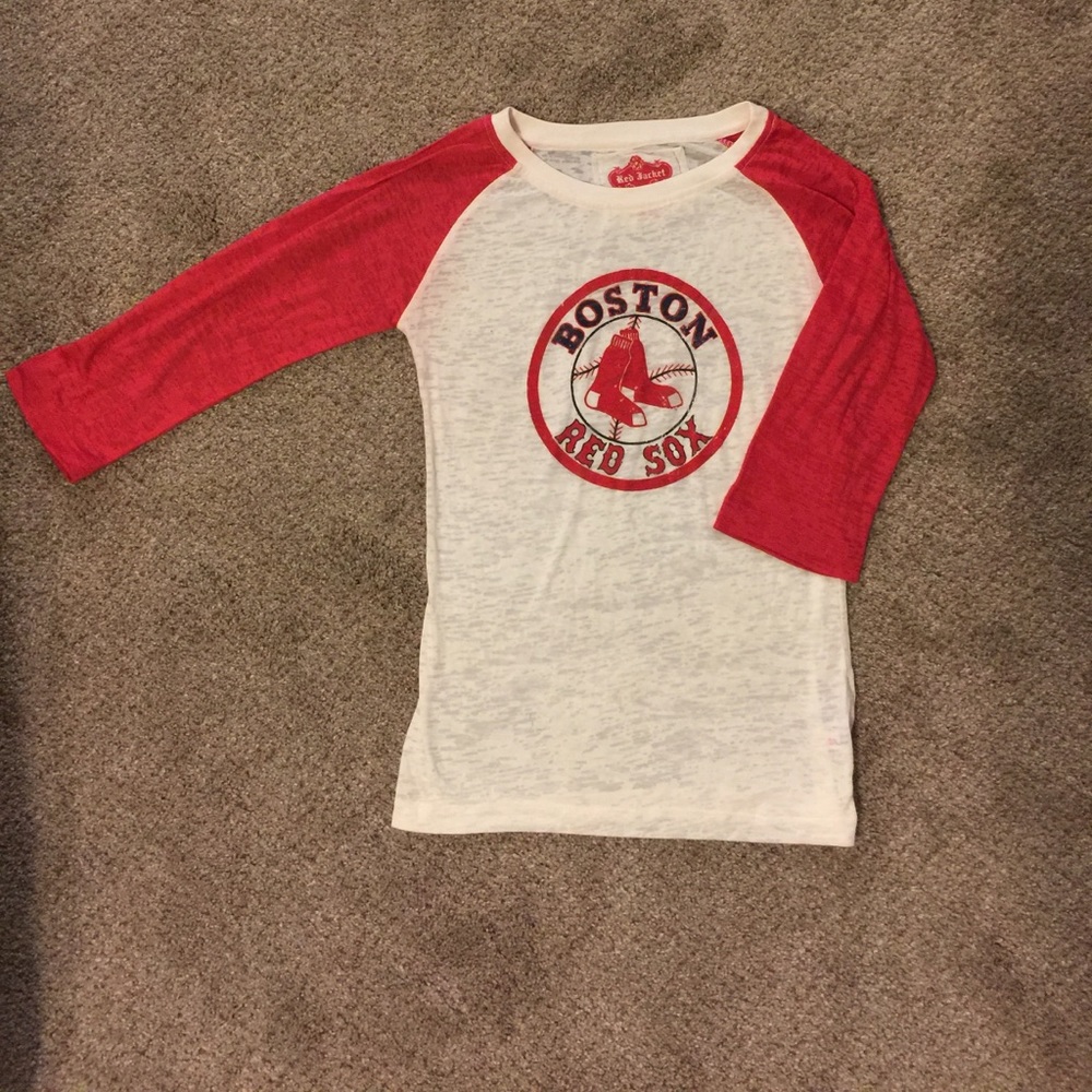 Boston Red Sox Raglan Baseball Tee 3/4