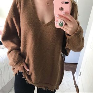 Free People Irresistsble V Neck Fringe Sweater